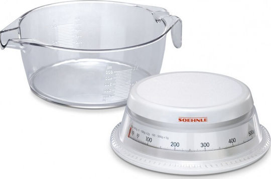 Soehnle Vario Glass Clear Analog Kitchen Scale with Bucket up to 0.5kg White