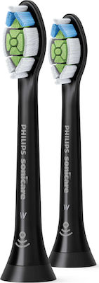 Philips Sonicare W2 Optimal White Standard Ανταλλακτικές Κεφαλές για Ηλεκτρική Οδοντόβουρτσα Black HX6062/13 2τμχ