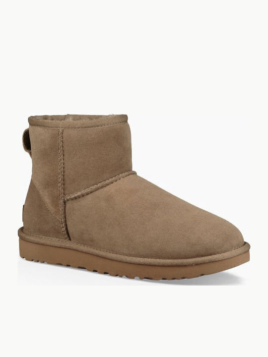 Classic Mini II Suede Women's Ankle Boots with Fur Antilope
