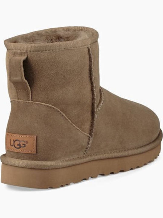 Classic Mini II Suede Women's Ankle Boots with Fur Antilope