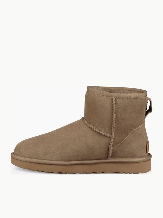 Classic Mini II Suede Women's Ankle Boots with Fur Antilope