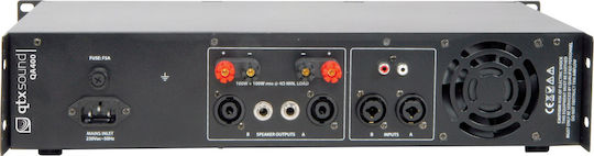 QTX Sound QA400 PA Power Amplifier 2 Channels 100W/4Ω 70W/8Ω with Cooling System Black