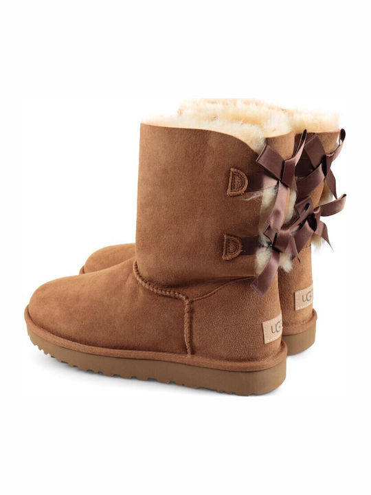Suede Women's Boots with Fur Bailey Bow II Chestnut