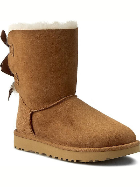 Suede Women's Boots with Fur Bailey Bow II Chestnut