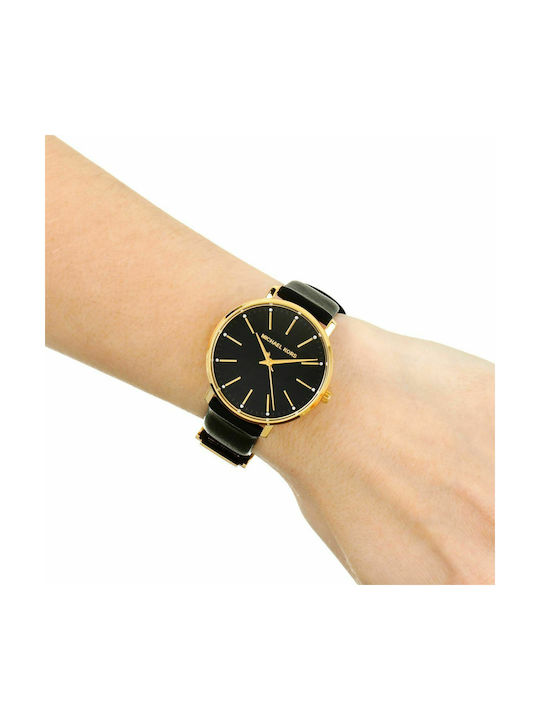 Michael Kors Pyper Watch with Black Leather Strap