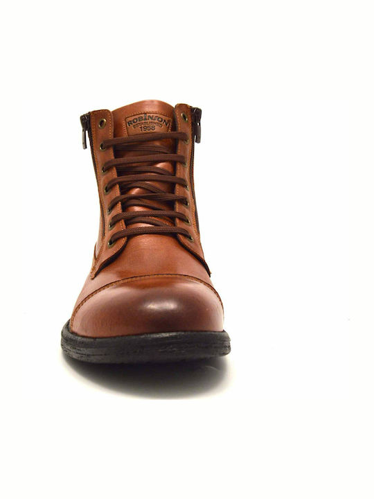 Robinson Men's Leather Military Boots Tabac Brown