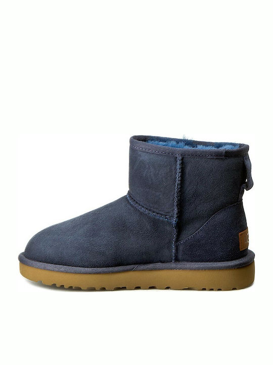 Classic Mini II Women's Suede Boots with Fur Navy Blue