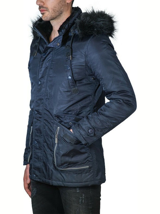 Biston Men's Winter Parka Jacket Navy Blue