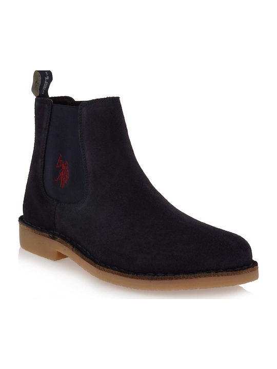 U.S. Polo Assn. Faust 6 Navy Suede Suede Navy Μπλε Ανδρικά Chelsea Μποτάκια