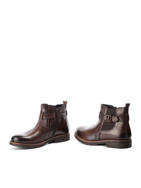 A189-401 Leder Braun Herrenstiefel mit Reißverschluss