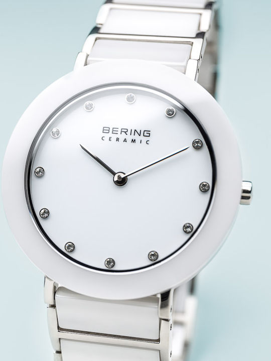 Bering Time Γυναικείο Ρολόι 35mm Μπαταρίας με Λευκό Μεταλλικό Μπρασελέ