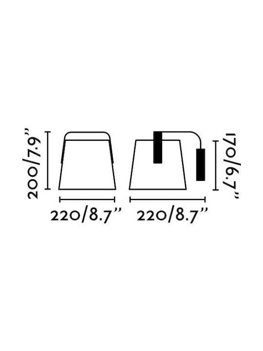 Faro Barcelona Stood Vintage Φωτιστικό Τοίχου με Ντουί E27 Μαύρο 22εκ.