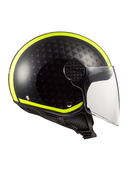 LS2 Sphere Lux OF558 Crush Black / H-V Yellow Motorradhelm Jet ECE 22.05 1000gr