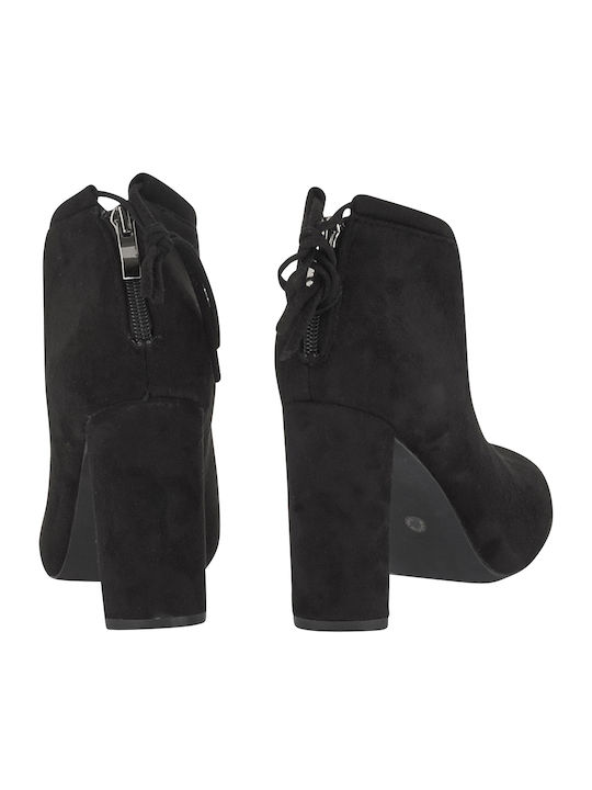 Suede Women's Ankle Boots with High Heel Black
