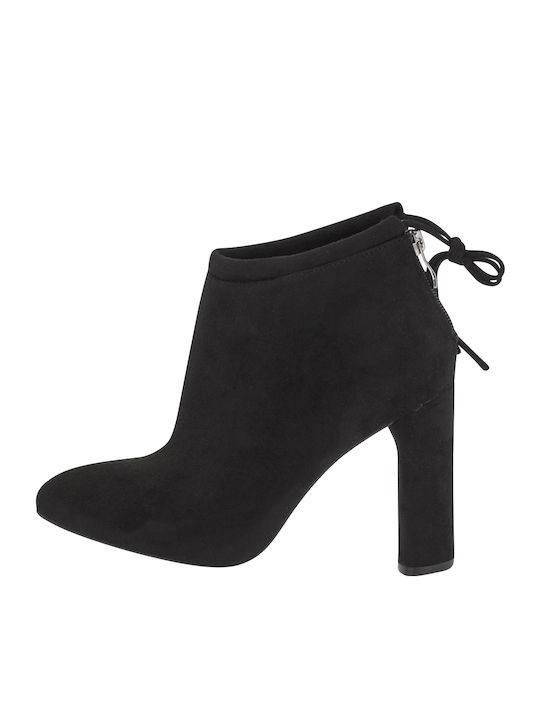 Suede Women's Ankle Boots with High Heel Black