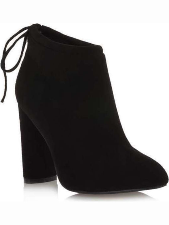 Suede Women's Ankle Boots with High Heel Black