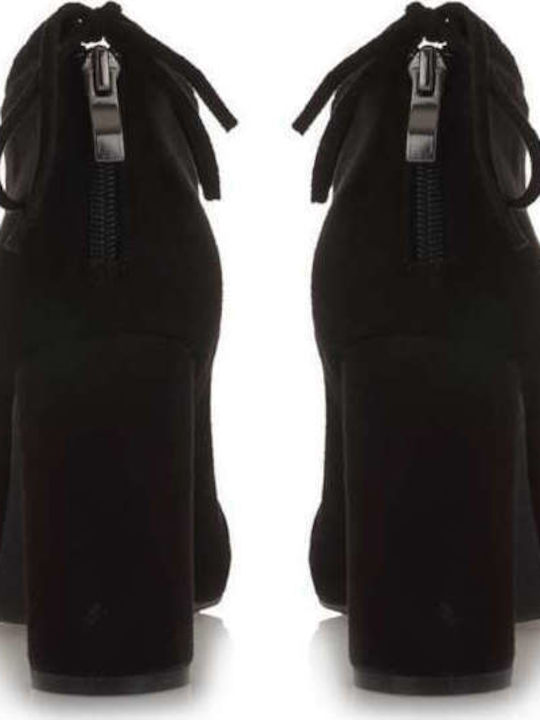 Suede Women's Ankle Boots with High Heel Black