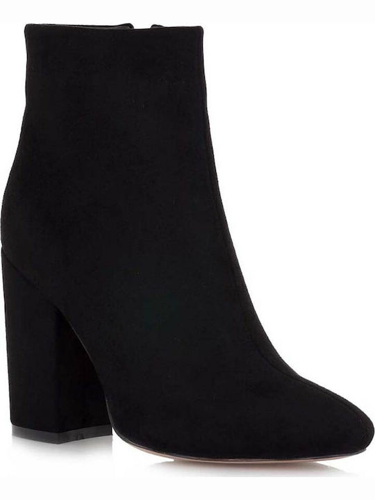 Exe Suede Women's Ankle Boots with High Heel Black