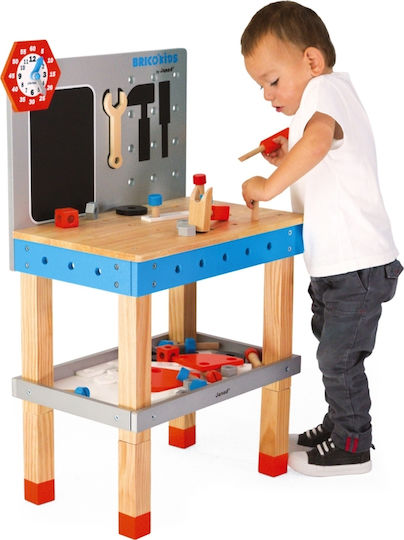 Janod Kids Workbench Brico Kids Diy Giant Magnetic Workbench made of Wood 52 cm. J06477