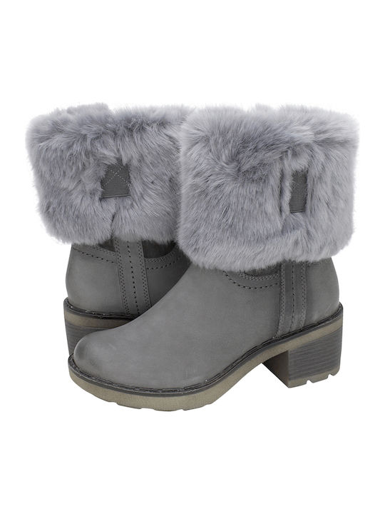 Tamaris Suede Women's Ankle Boots with Medium Heel & Fur Gray 1-26449-29-214