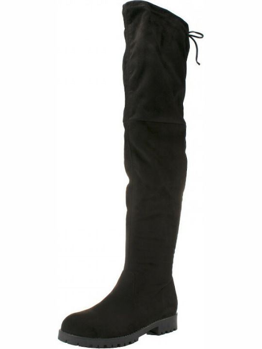 Sante Over the Knee Women's Boots with Zipper / Laces Black