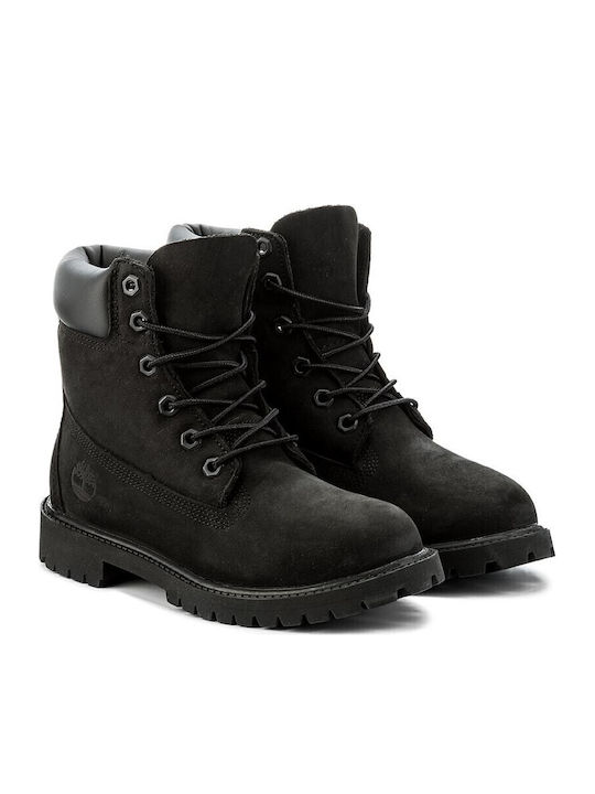 Leather Women's Ankle Boots with Medium Heel Black