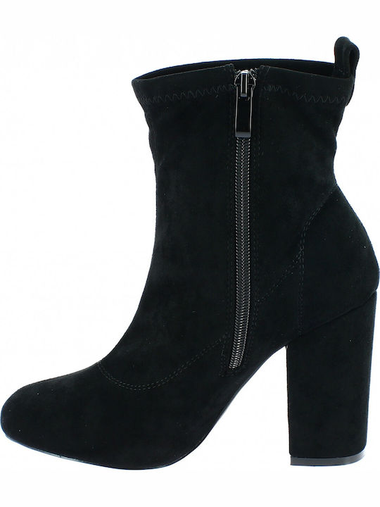 IQ Shoes JB18435 Suede Women's Ankle Boots with High Heel Black