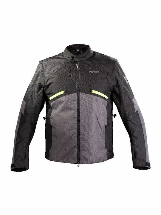 Fovos Pindos Ανδρικό Μπουφάν Μηχανής 4 Εποχών Black/Grey/Fluo-Yellow