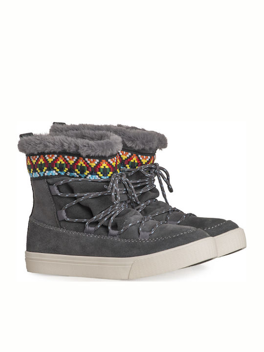 Alpine Suede Γυναικεία Μποτάκια με Γούνα Γκρι