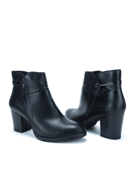 Leder Damen Knöchelstiefel Schwarz