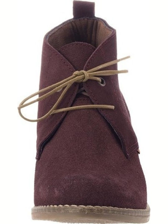 Suede Women's Ankle Boots with Medium Heel Burgundy