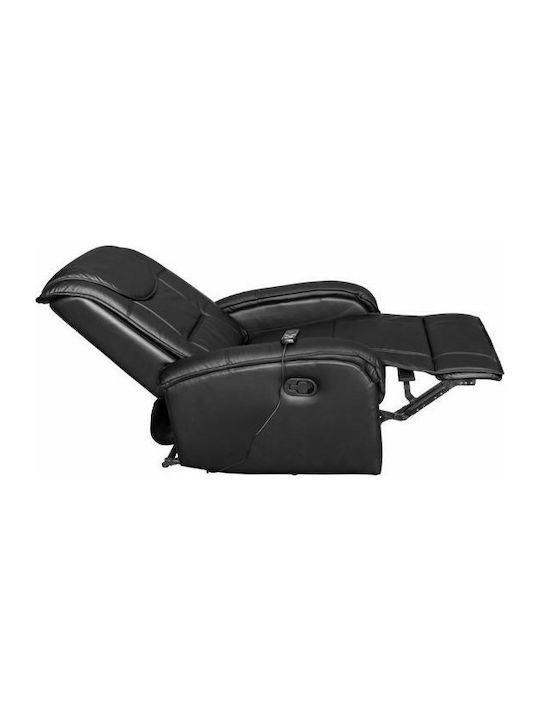 Rocca Relax Armchair Massage with Footstool from Leatherette Black 80x96x97cm