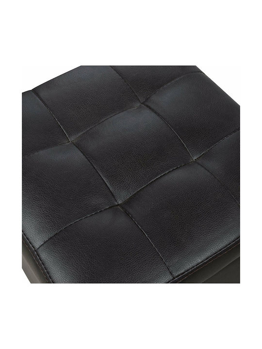 Stool For Living Room With Storage Space Upholstered with Leatherette Cube Coffee 36.5x36.5x36cm