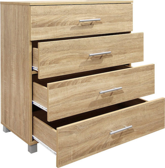 Chest of Drawers Wooden Sonoma with 4 Drawers 75x40x83cm