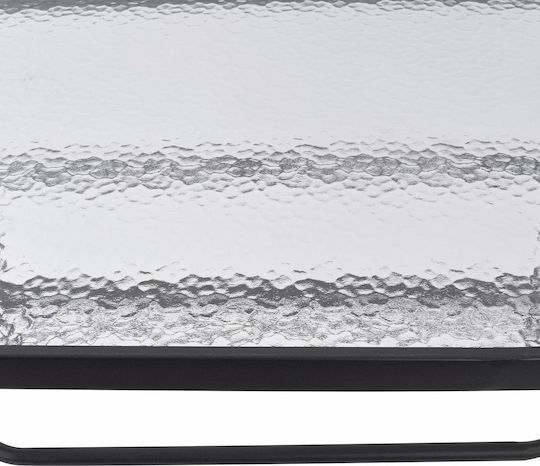 Bruno Outdoor Dinner Table with Glass Surface and Metal Frame Gray 140x80x72cm
