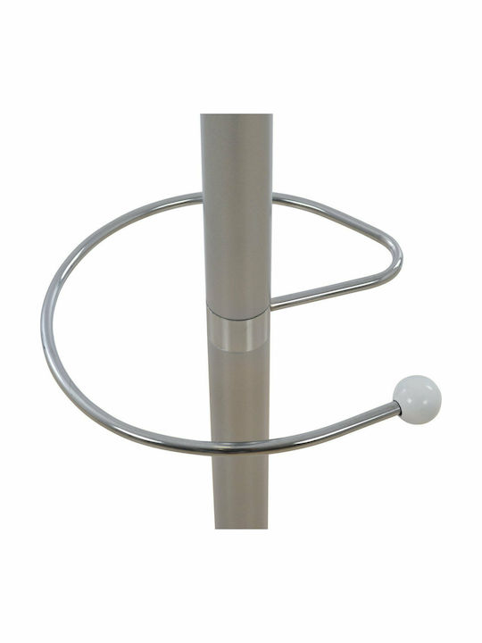 HomeMarkt Metallic Coat Rack with Umbrella Holder Silver Rotating with Marble Base Shia 37x37x170cm