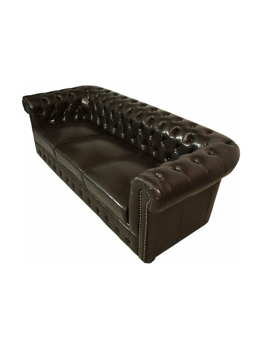 Chesterfield Dreisitzer Sofa Künstliches Leder Braun 208x90x73cm