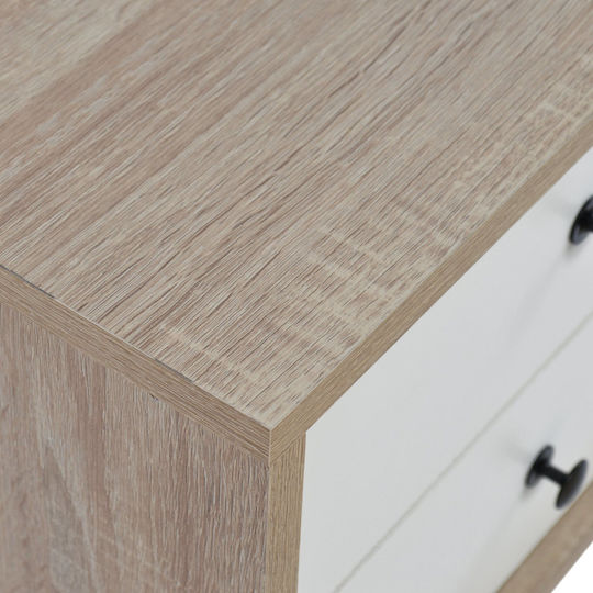 Oliver Wooden Bedside Table Φυσικό / Λευκό 40x40x60cm