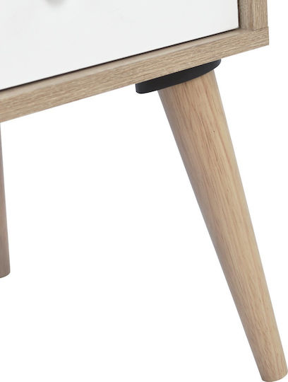 Oliver Wooden Bedside Table Φυσικό / Λευκό 40x40x60cm