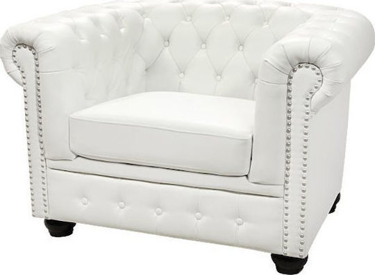 Chesterfield Sessel aus Künstliches Leder Weiß Matt 110x90x73cm