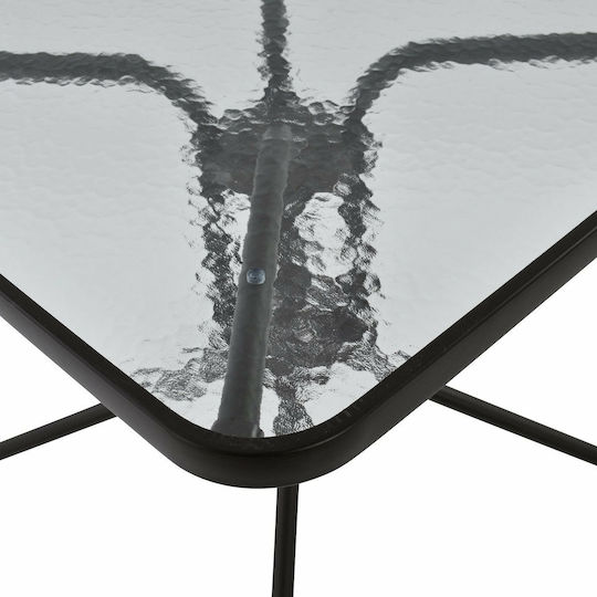 Figo Outdoor Dinner Free Standing Table with Glass Surface and Metal Frame Brown 70x70x72cm