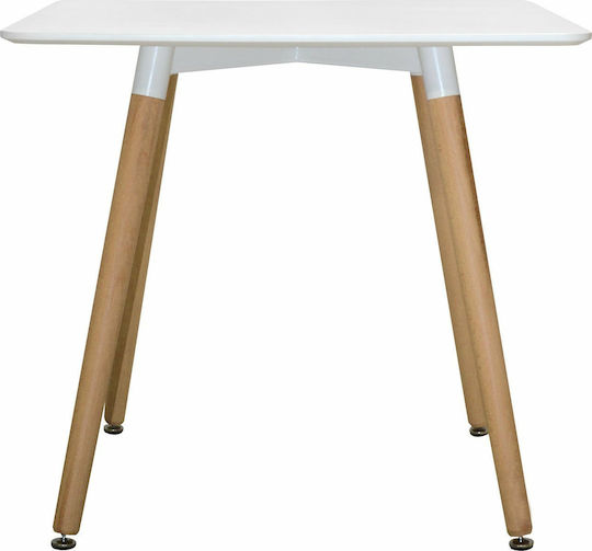 Minimal Table Kitchen Wooden White 80x80x74cm
