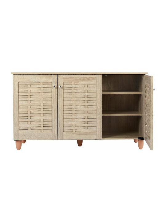 Iggy Wooden Shoe Organizer with 3 Shelves Beige 114x34x68cm