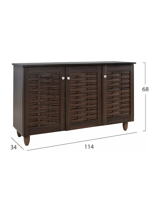 Ξύλινη Παπουτσοθήκη Iggy με 3 Ράφια Wenge Μ114xΠ34xΥ68cm