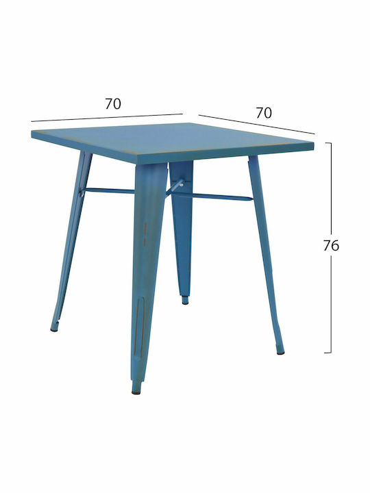 Auxiliary Outdoor Metal Table Blue 70x70x76cm