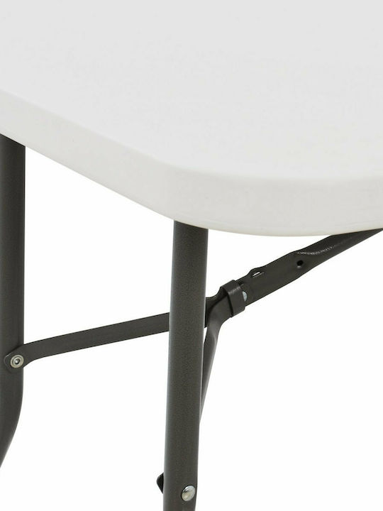 Outdoor Dinner Foldable Table with Plastic Surface and Metal Frame White 180x74x74cm