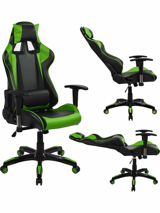 HomeMarkt HM1056.03 Καρέκλα Gaming Δερματίνης με Ρυθμιζόμενα Μπράτσα Πράσινη