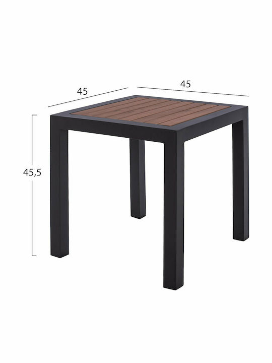 Sabra Auxiliary Outdoor Table with Polywood Surface and Aluminum Frame Gray 45x45x45.5cm