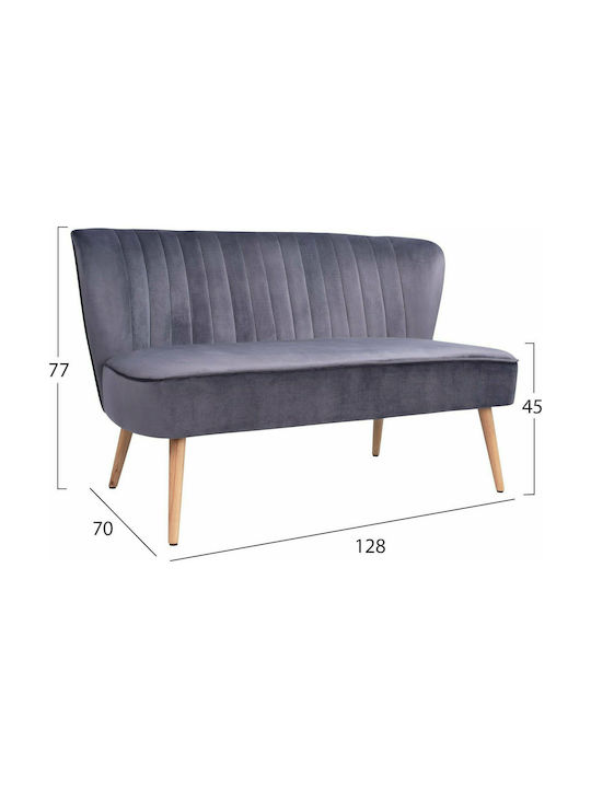 Andy Doppelsitzer Sofa Samt Grau 128x70x77cm