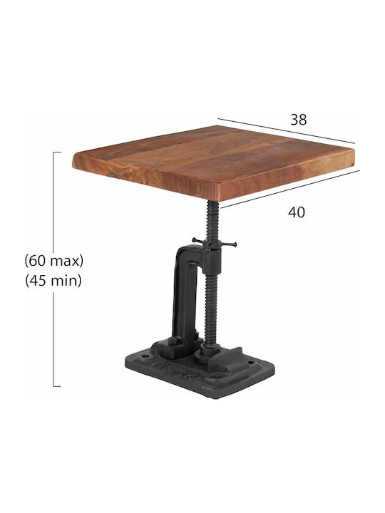 Rectangular Măsuță auxiliară Ryland din Lemn Masiv cu Roți Bej L40xW38xH60cm.